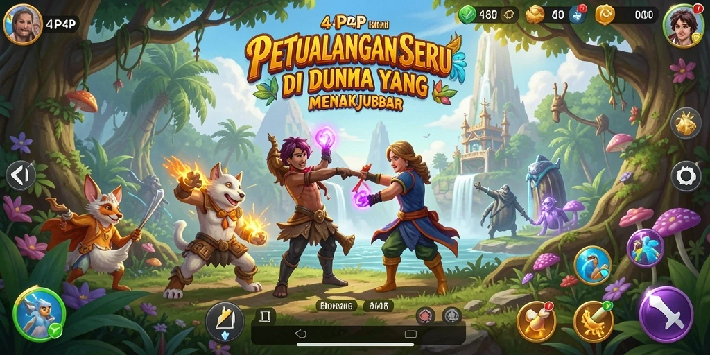 Tampilan gameplay epik dalam petualangan menakjubkan di 4P4P.