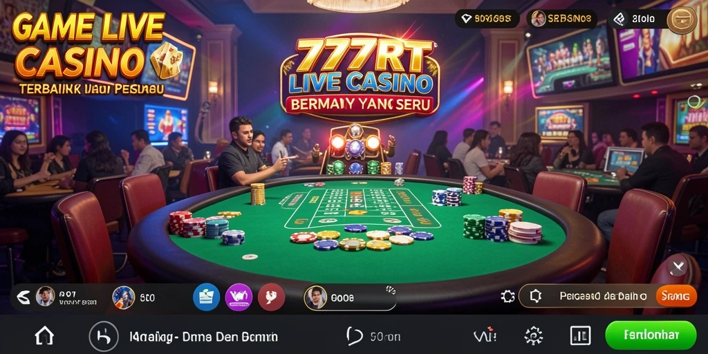 Screenshot gameplay Live Casino dengan dealer langsung yang interaktif.