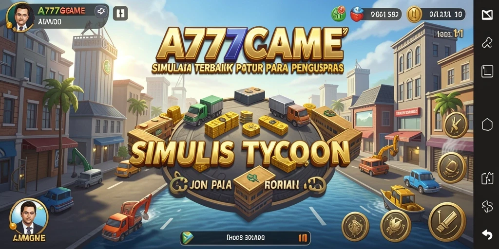 Screenshot A777GAME menampilkan kesibukan dalam mengelola bisnis Tycoon.