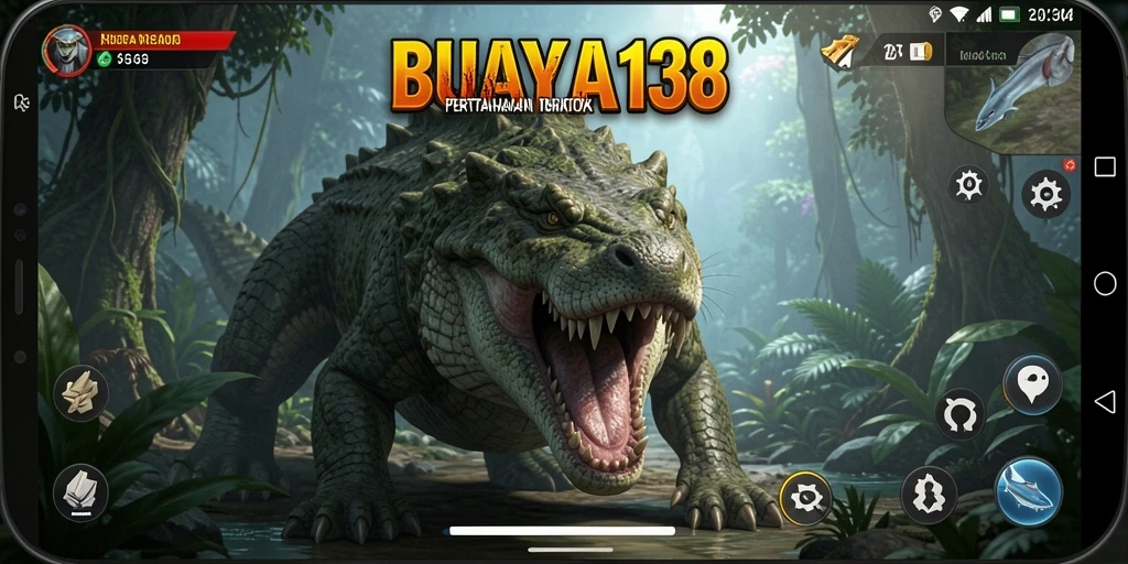 Tampilan menara dan gelombang musuh di BUAYA138.