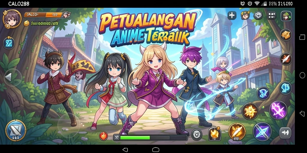 Screenshot gameplay CALO288 menampilkan karakter anime dalam aksi menegangkan.