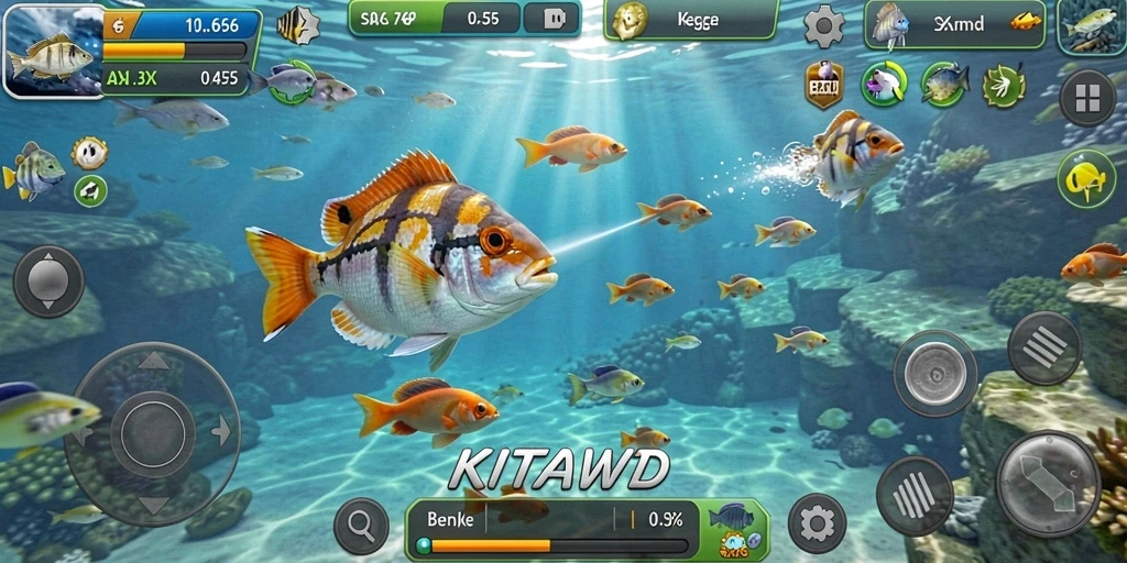 Tangkapan layar gameplay Tembak Ikan yang seru di KITAWD.