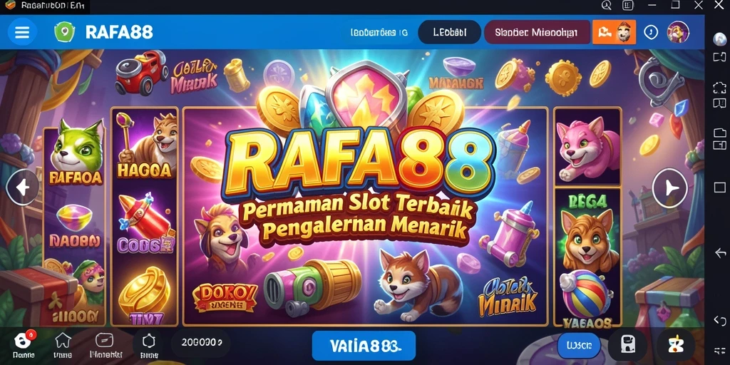 Tampilan gameplay RAFA88 menampilkan mesin slot yang memukau dan animasi menarik.