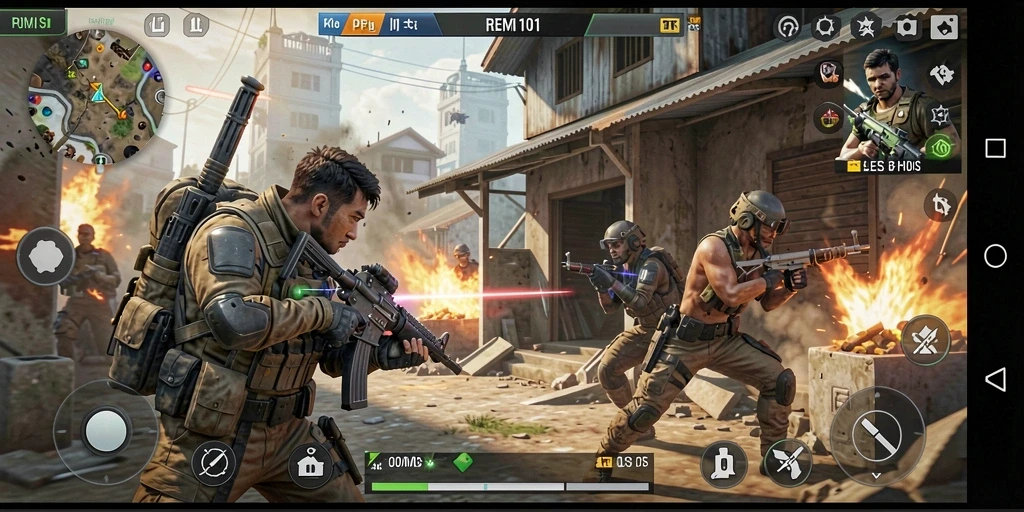 Gameplay intens dengan aksi tembak-menembak yang seru.