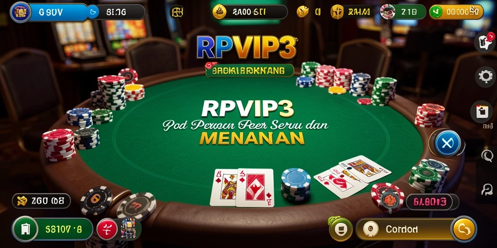 Tangkapan layar utama RPVIP3 yang menunjukkan gameplay Poker yang menegangkan.