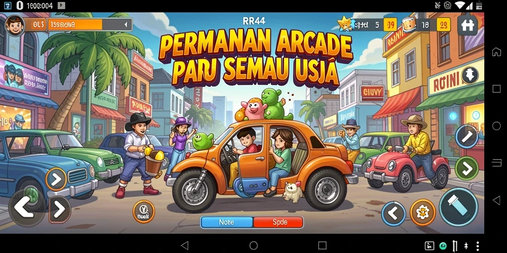 Screenshot utama RR44 menampilkan gameplay seru dengan grafis menawan.