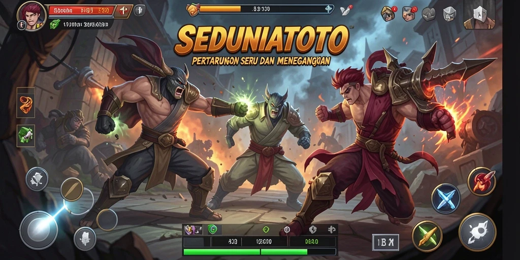 Tangkapan layar gameplay SEDUNIATOTO saat pertarungan sengit.