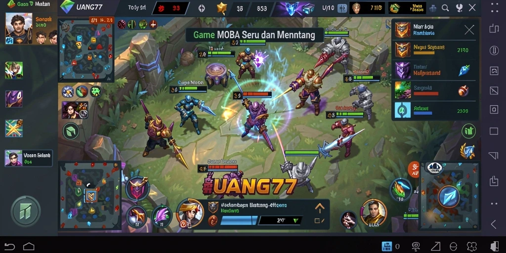 Screenshot menunjukkan aksi seru dalam gameplay MOBA UANG77.