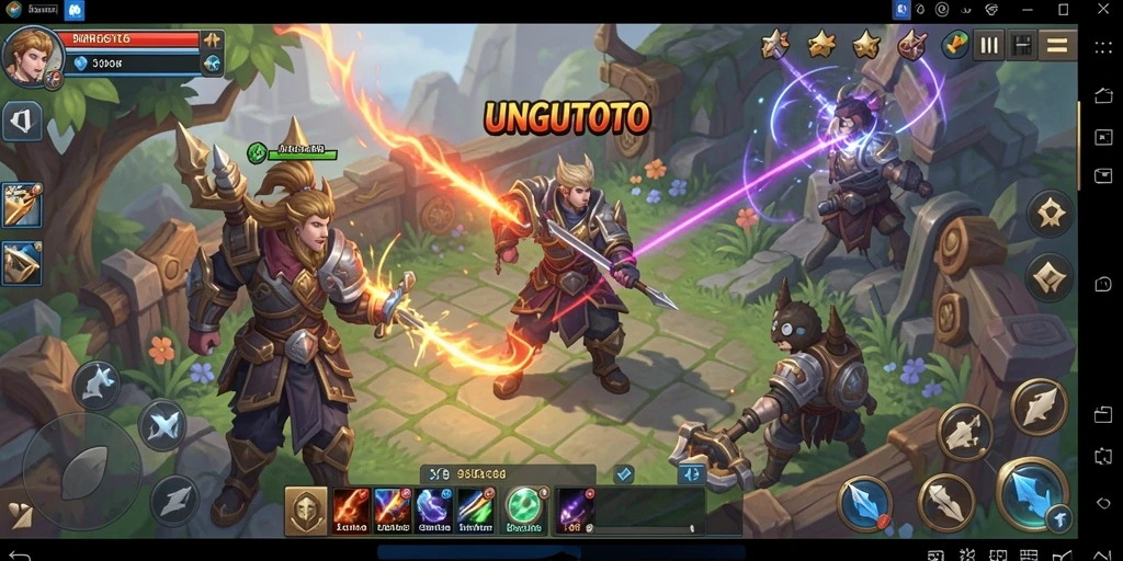 Screenshot gameplay UNGUTOTO menampilkan pertempuran epik dalam strategi SLG.