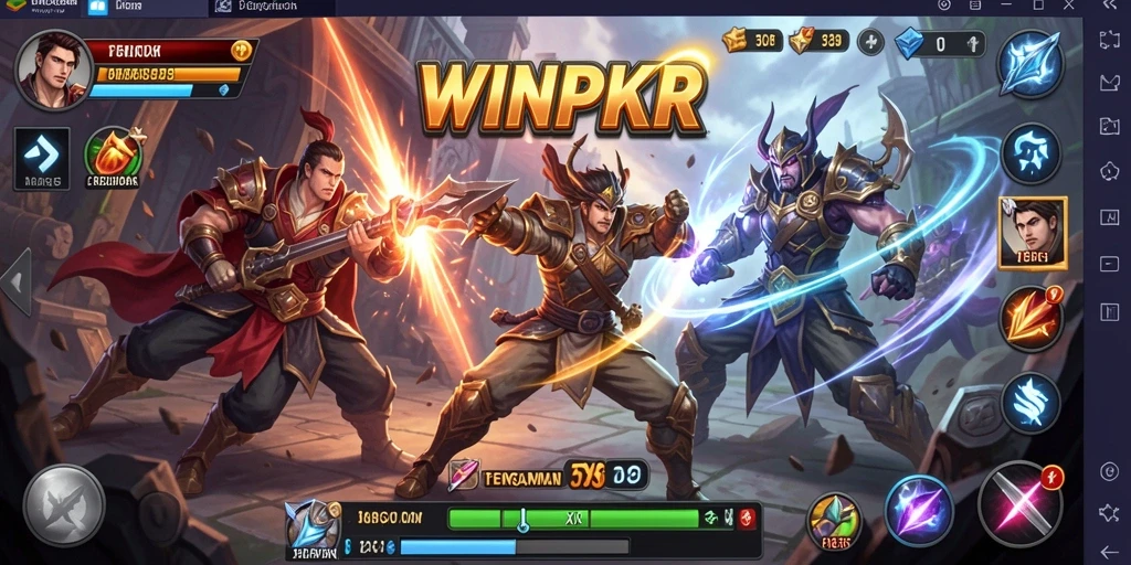 Tampilan gameplay mendebarkan dengan berbagai karakter Fighting.